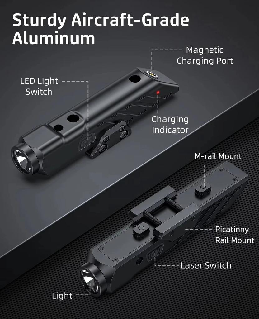 Richfire Tactical LED Flashlight with 1700 Lumen 2 in 1 High Power Rechargeable Low Profile and Lightweight for Hunting