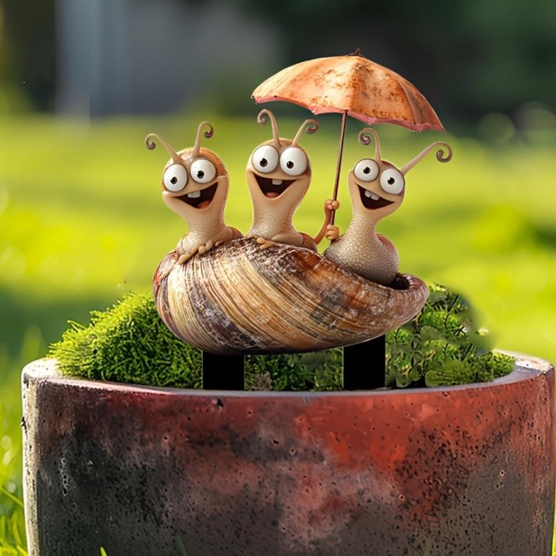 Acrylic Garden Floor Plug Cute Creative Snail Statue Sculptures Multifunctional Waterproof Snail Mini Figurine