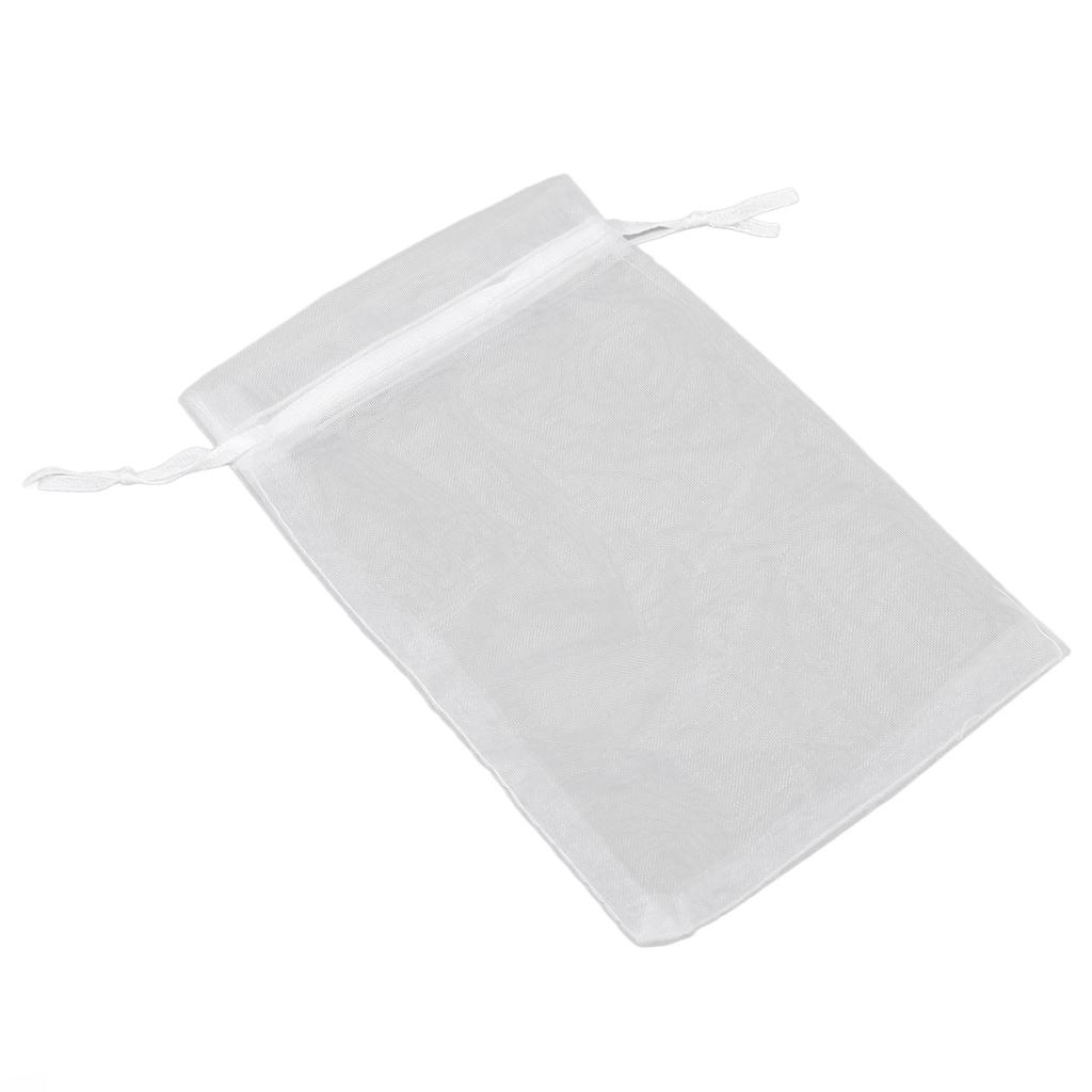100 szt. Małe siateczkowe woreczki ze sznurkiem Przezroczyste organzowe woreczki na cukierki ślub biżuterię białe