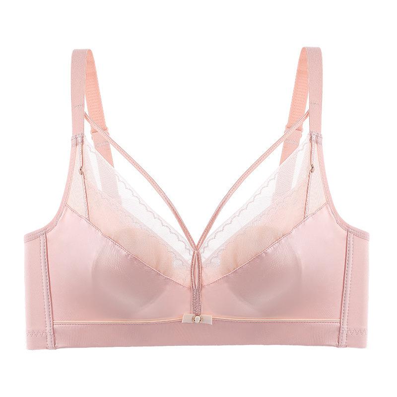 Нова літня атласна ультратонка модна нижня білизна без сталевого кільця М’який і зручний регульований бюстгальтер зі зборами