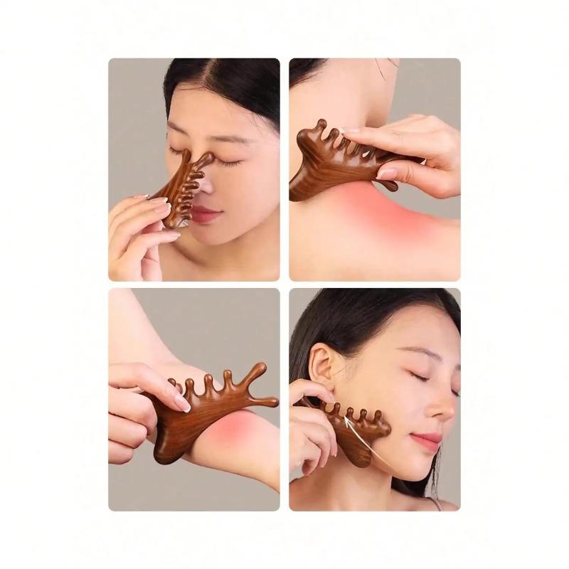 

Natural Sandalwood Wide-Tooth Comb, Multi-Functional Head & Face Massager, Gua Sha Lifting Tool, Anti-Static