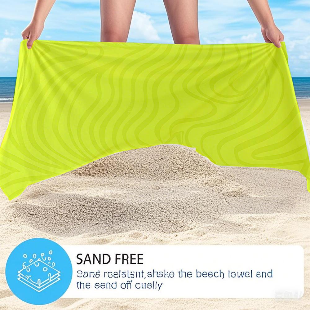 Neon Yellow Swirl Oversized Microfiber Beach Towel Sand Proof Quick Dry, Absorbent for Swimming Pool Travel Camping