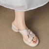 Women Slippers Flower Heeled Sandals New Summer Shoes 2025 Designer Chunky Dress Party Woman Pumps Slingabck Sandalias