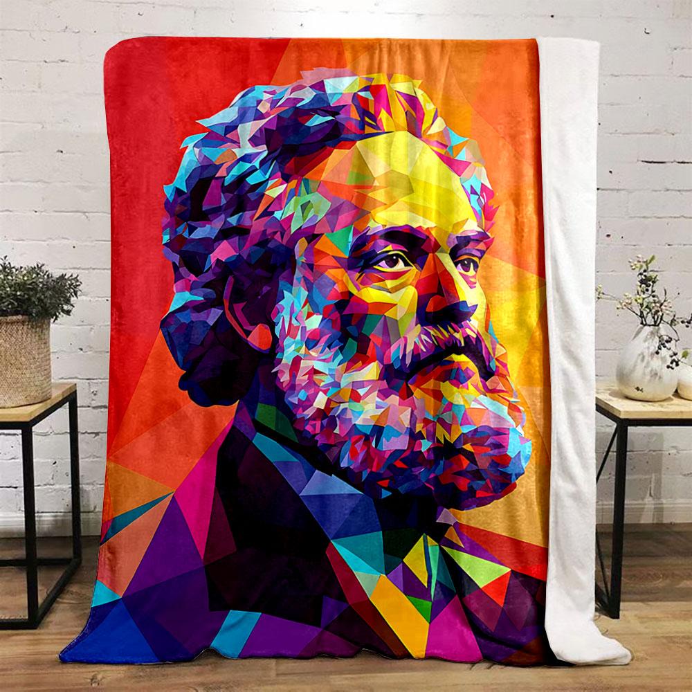 Colorful Geometric Portrait Blanket for All Seasons Blanket Lunch Break Throw Gift