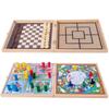 Tavola Multi-Gioco in Legno: Ludo, Gioco dell'Oca, Scacchi e Divertimento Educativo per Bambini