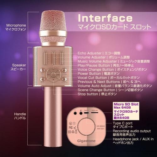GIGASTONE Karaoke Microphone, @DAM (Fire TV/Fire Tablet) Recommended, Wireless Microphone for Home Karaoke, Bluetooth 5.0 Compatible, TWS Microphone K