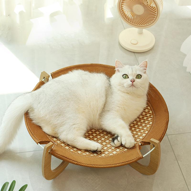 Summer Cooling Cat Bed Cool Mat Sofa Cat Scratch Wear-Resistant Cat Nest Rattan Lounge Chair Cat House Pet Sleeping Bed