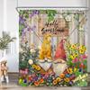 Elf Shower Curtain Sunflowers Summer Vacation Spring Floral Bath Decor Halloween Elf Bath Curtain Cloth Holiday Bathtub Curtain