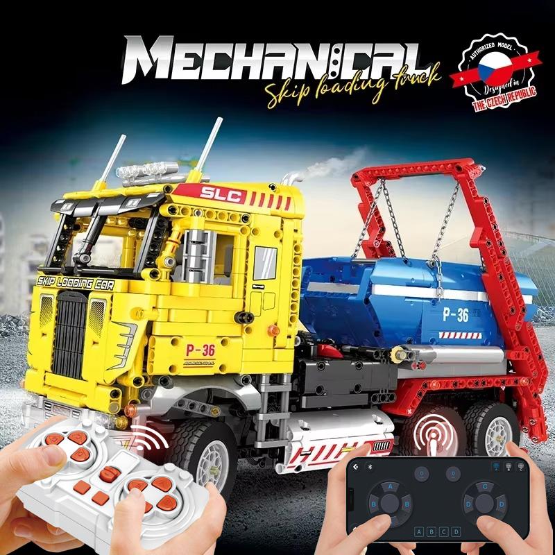 1918PCS Skip Loading Truck Model Building Blocks City Engineering Vehicle Remote Control Technology Blocks Kids DIY Toys Gifts