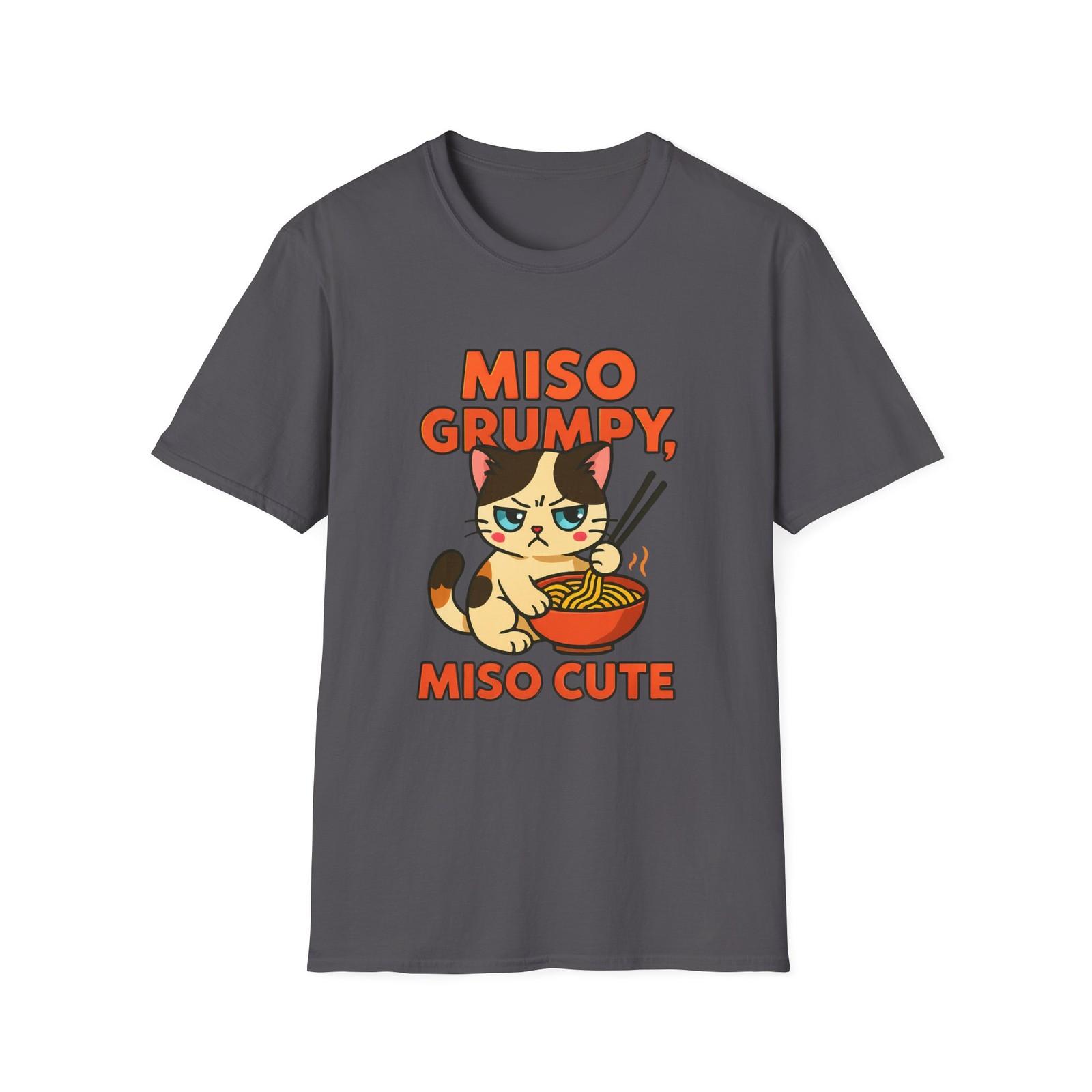Unisex Softstyle T-Shirt Mens Womens Tees Top Grumpy Cat with Chopstick Ramen Miso Humor M