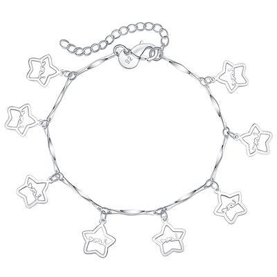 925 Sterling Silver Romantic Star Bracelet, Fashionable Wedding Jewelry Accessories