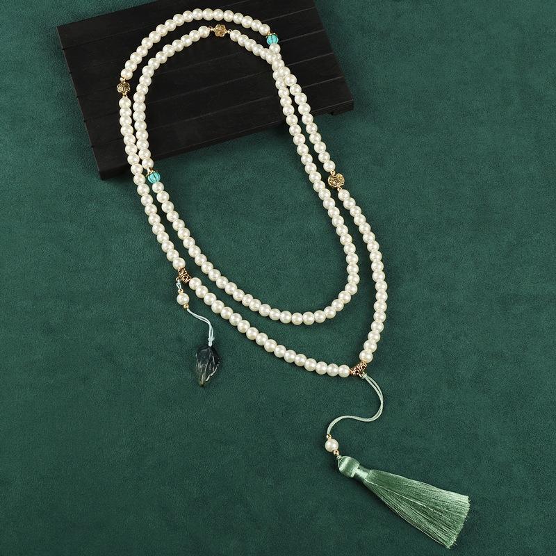 

Жемчужное ожерелье с кисточкой, высокое чувство, ретро темперамент, длинная цепочка через плечо для свитера, аксессуары для ципао, женское