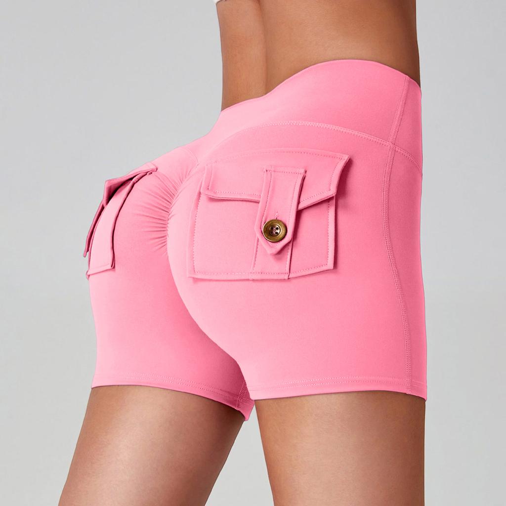 Women's Workwear Hip Lifter Yoga Shorts High Waist Pocket Sports Fitness Shorts