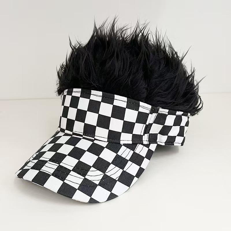 Men Synthetic Short Hair Baseball Cap Spiked Hair Wig Hat Fake Hair Adjustable Sun Protection UV Blocking Visor Fancy Performance Hip-Hop Headwear