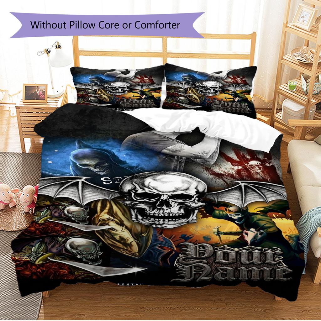 Name Custom Avenged sevenfold Pattern Bedding Set Quilt Cover Pillowcase Home Decor Gift (1 * duvet cover + 2 * pillowcase, without core)