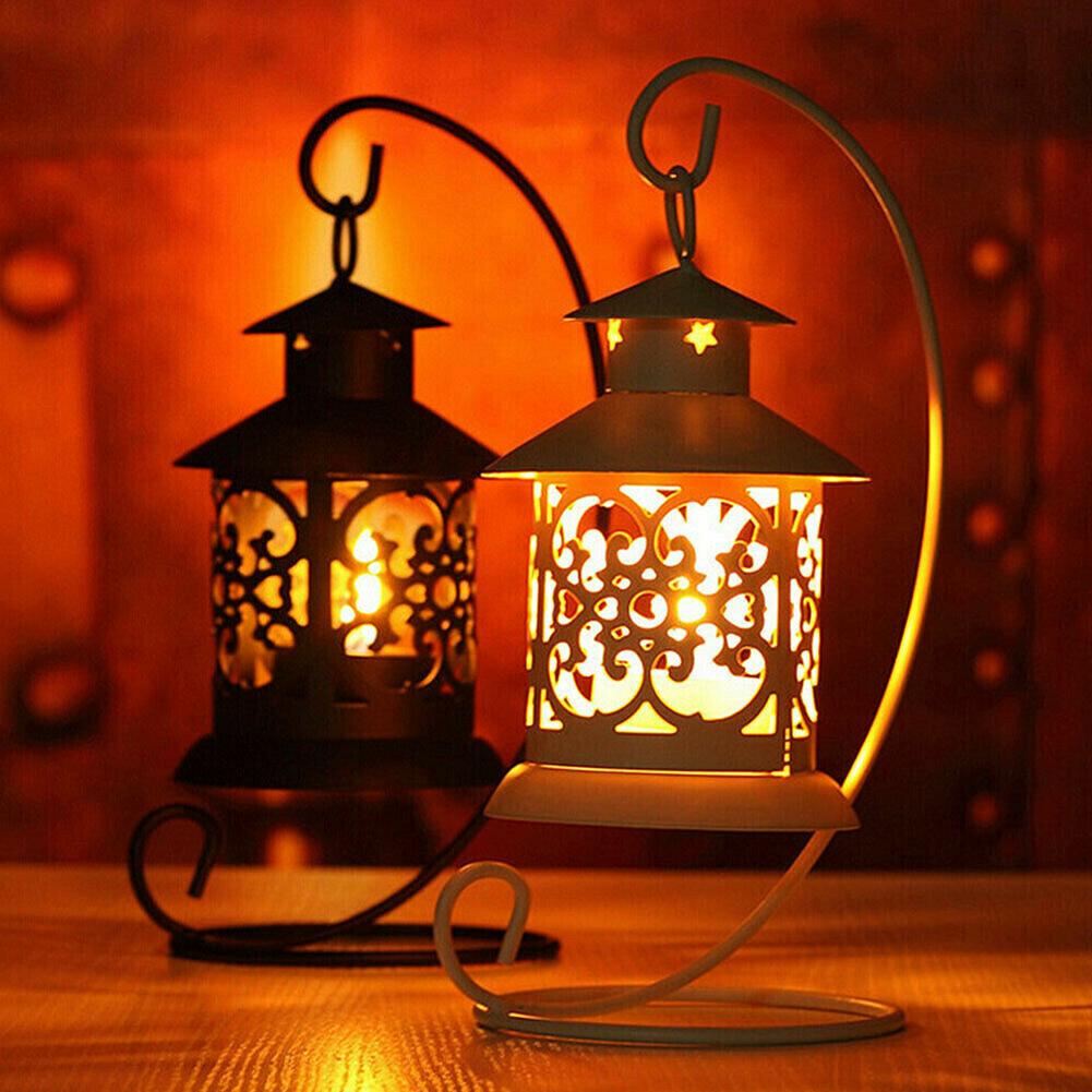 Household 23CM Iron Holder Hanging Candlestick Glass Ball Basket Light Lantern Stand Small Objects Decoration Home Decor Parts