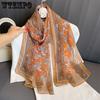 Women Print Chiffon Scarf Lightweight Thin Sheer Neck Scarves Elegant Daily Matching Accessory Gift for Ladies