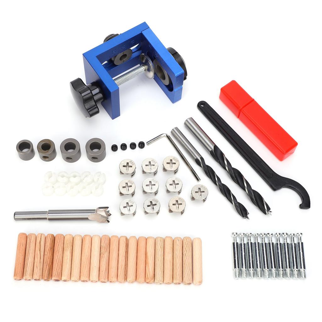 Wood Dowel Hole Drilling Drill Bit Kit Punch Positioner Tool for Woodworking Carpentry
