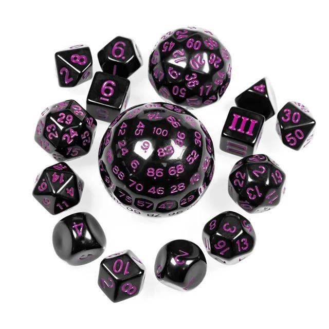 Kostki rpg czarno-fioletowy zestaw 15 kości kostek