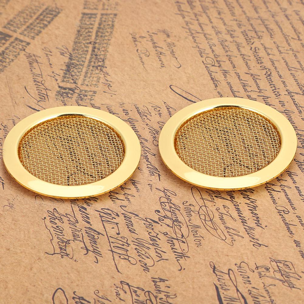 2PCS Resonator Guitar Sound Hole Cover Inserts Screen Metal for Parts(Gold)