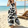Women's Cow Print Sleeveless Boho Maxi Dress Loose Fit,Soft Fabric,Flowy Skirt,Versatile Casual Dress for Daily Vacation Wear