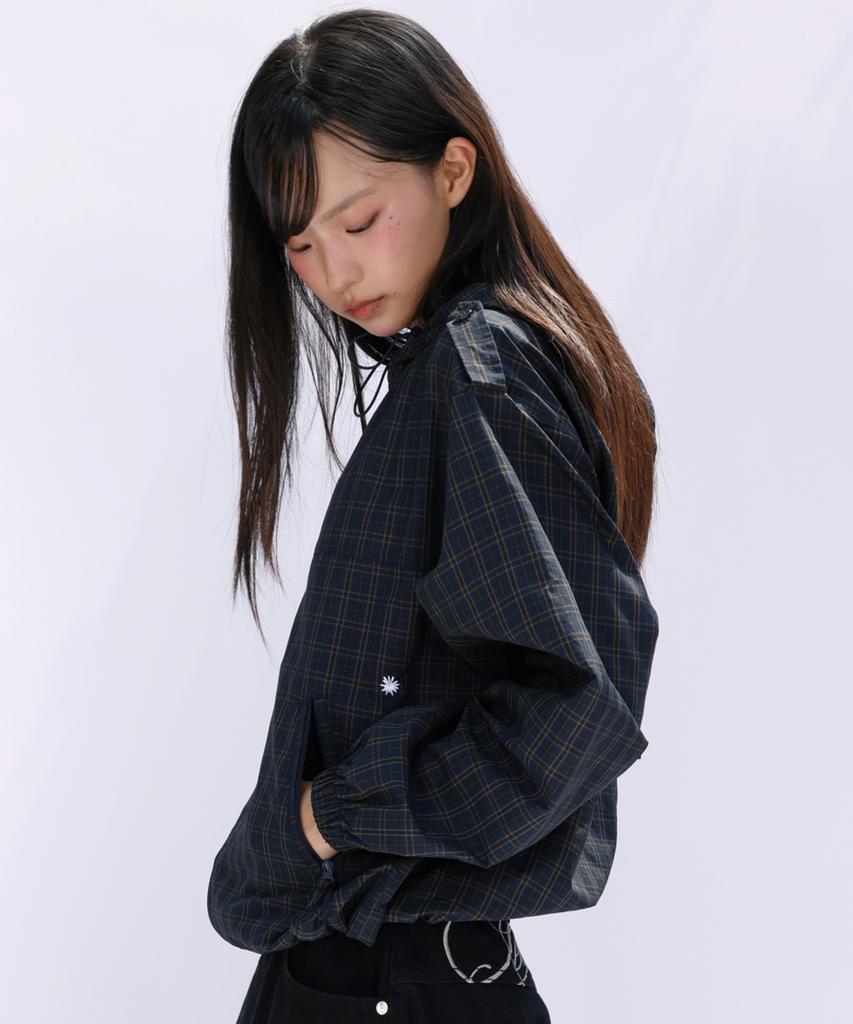 SECONDSALT String Check Kapuzen-Windbreaker (Marine)