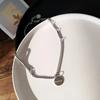 Titanium Steel Round Brand Letter Neutral Texture Splicing Necklace Light Luxury Niche Ins Hip Hop 1111 New Women's Sweater Chain