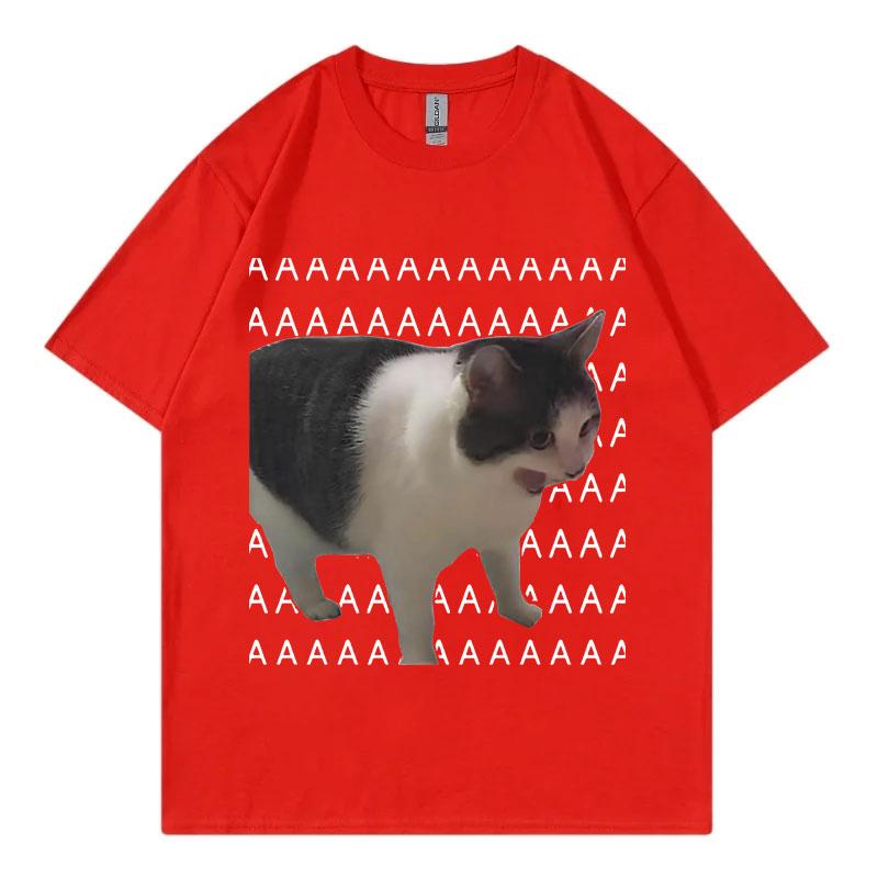 Sad Crying Cat Funny Meme T-Shirt High Quality Fashion Short Sleeve T Shirts Summer Casual Pure Cotton Oversized T-Shirts Unisex