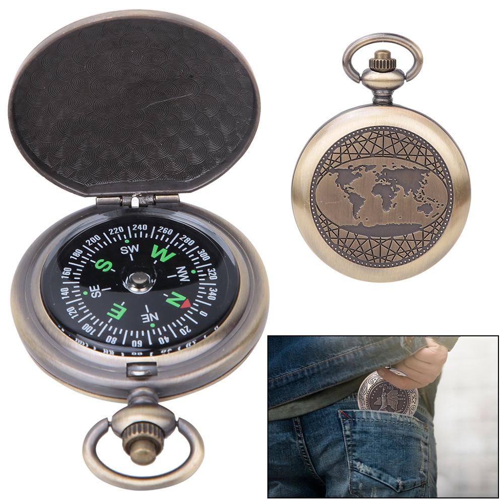 J35A Vintage Portable Zinc Alloy Flip open Pocket Watch Compass for Outdoor Navigation Tools