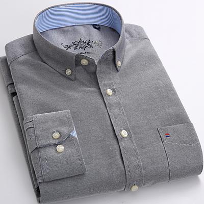 İş Adamları Oxford Casual Gömlekler Uzun Kollu Regular Fit Düz Kolay Bakım Göğüs Cebi