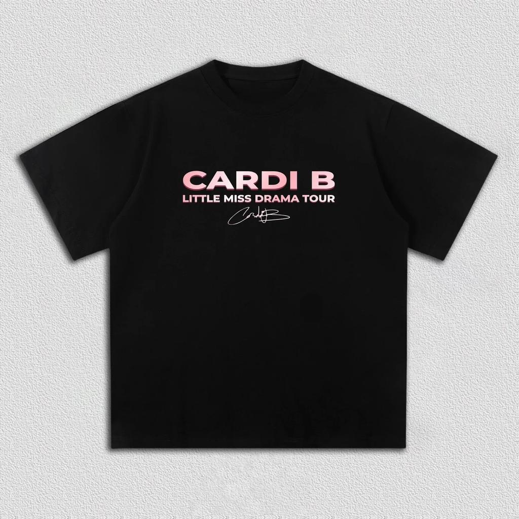 Cardi B Little Miss Drama Inspired 2026 Tour TShirt 100 Cotton Unisex Summer Crew Neck Mens Y2K HipHop Short Sleeve Tshirts