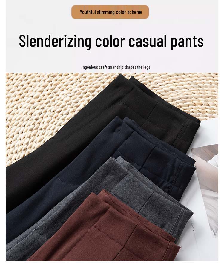 Trendy 2025 Women's High-Waisted Wide-Leg Trousers - Slim-Fit, Fashionable Spring/Autumn Style