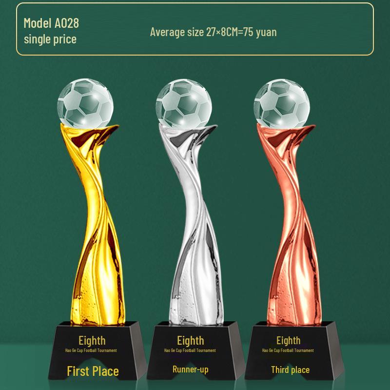 Custom Crystal Football Trophy - 2025 Golden Boot Top Scorer Award (Extra Large)
