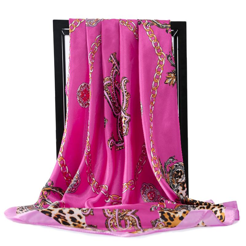 Fashion Scarves For Women Shawl Print Silk Satin Hijab Scarf Female Bandana 90Cm  Square Shawls Scarfs For Ladies