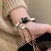 Steel Fun New Cartoon Cat Charm Bracelet for Women Halloween Gift Skeleton Tassel Hand Chain Girls Jewelry Gift Y2k Accessories