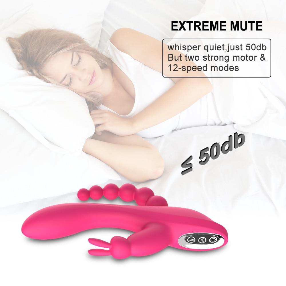 3 In 1 G Spot Rabbit Anal Dildo Vibrator Waterproof Clitoris Massage Stimulator Sex Toy for Women