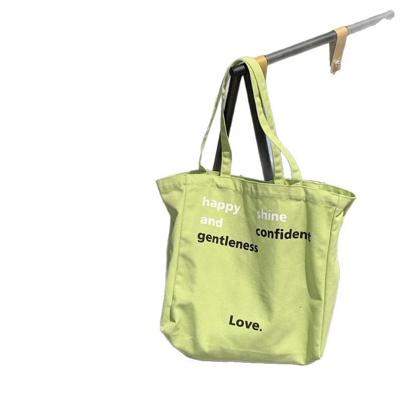 6 New alphabet printed canvas bag schoolgirl lazy wind large capacity portable shoulder tote bag