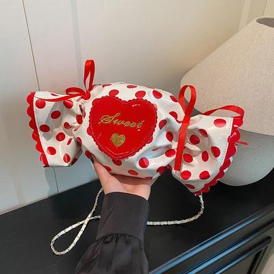 Bolsa de Ombro Corrente de Doces Zíper Bolinhas Bolsas Femininas Nova Moda Popular Versátil Bolsa Transversal
