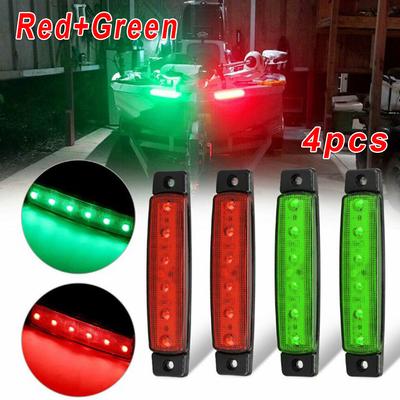 4 * Navegação de barco LED Vermelho Verde Luzes de popa Lâmpadas indicadoras de estibordo marinho