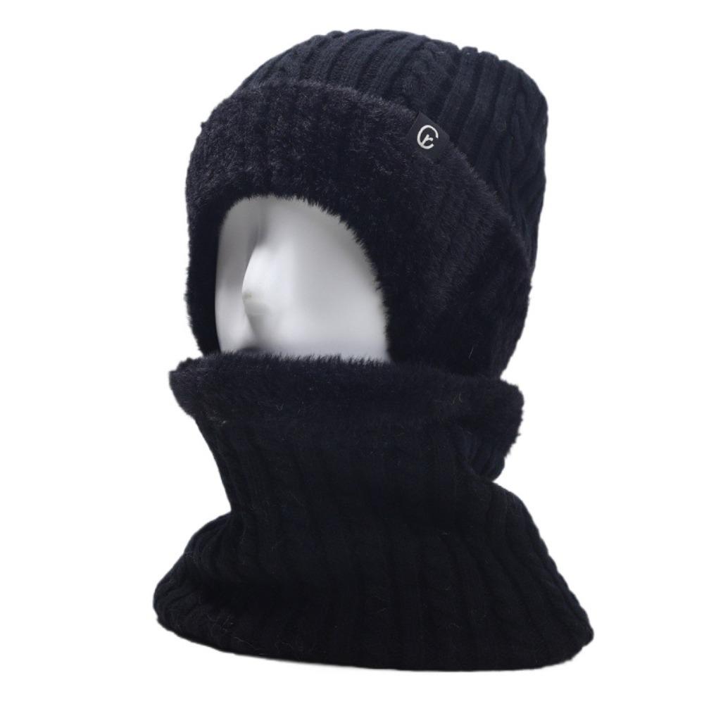 Fleece Scarf and Hat Set Soft Knitted Scarf Balaclava Hat Hooded Thermal Cap  Keep Warm