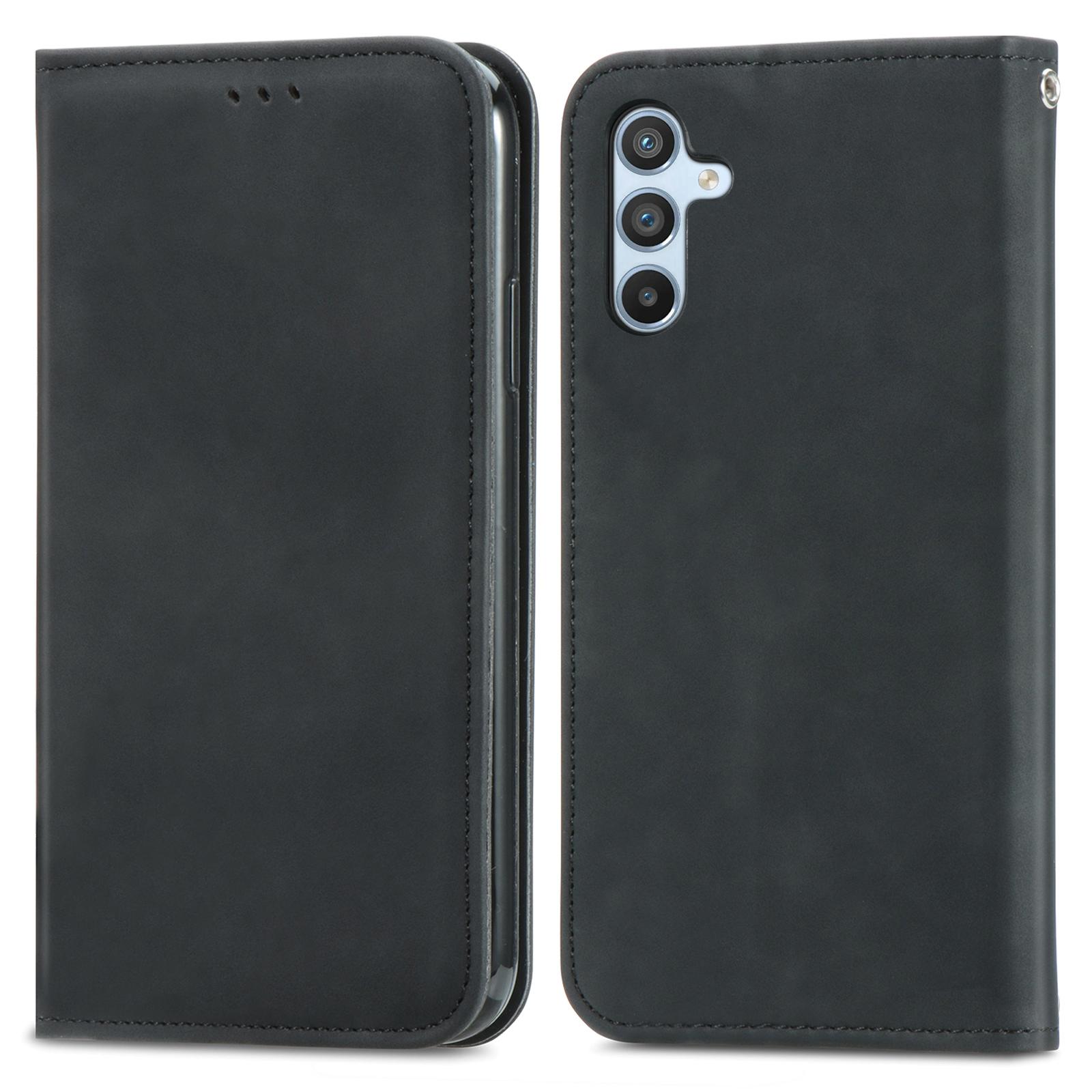 

For Samsung Galaxy A54 5G Case Skin-touch Leather Magnetic Adsorption Flip Phone Cover Black