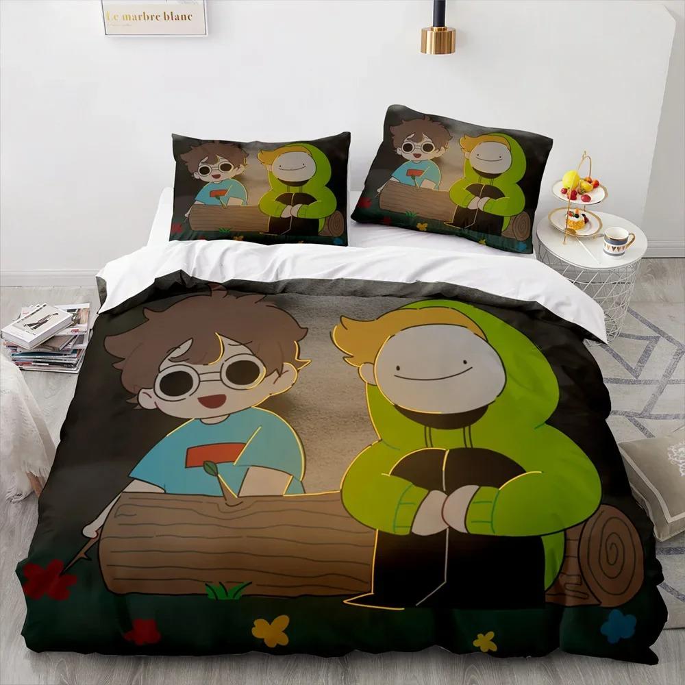 Georgenotfound Merch Ranboo Dream Bedding Set Boys Girls Twin Queen Size Duvet Cover Pillowcase Bed Kids Adult Customizable EU Single(135*200cm)3pcs