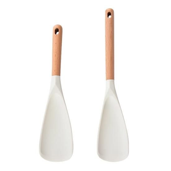 Silicone Spatula Non-Stick Cooking Spoon 3-in-1 Multi-Function Spatula with Ergonomic Wooden Handle High Temperature