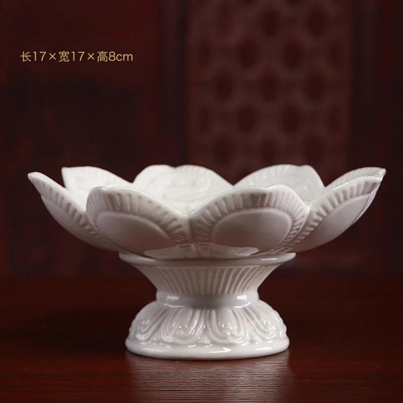 1PCS Ceramic Fruit Plate Ornament Household Buddha Hall Offering Plate Buddha Utensils and Supplies