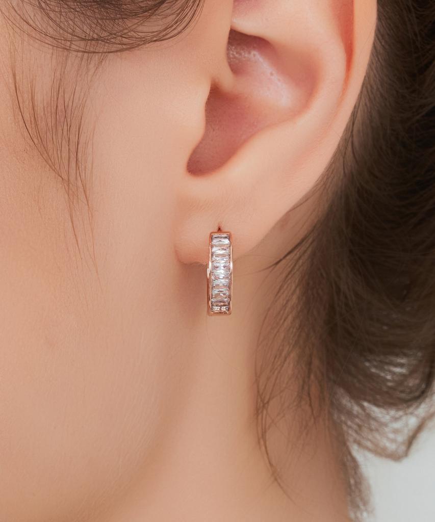 Geigerjewelry 18K Gf Mini Baguette One-Touch Ring Earrings Gi8Kpee096
