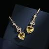 Luxury super flash heart-shaped citrine zircon S silver needle personality luxury peach heart female earrings