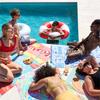 Bequemes Strandtuch, tropische Sommer-Collage-Print Schnelltrocknendes Handtuch für Strand, Pool, Reisen und Urlaubs-Freizeit