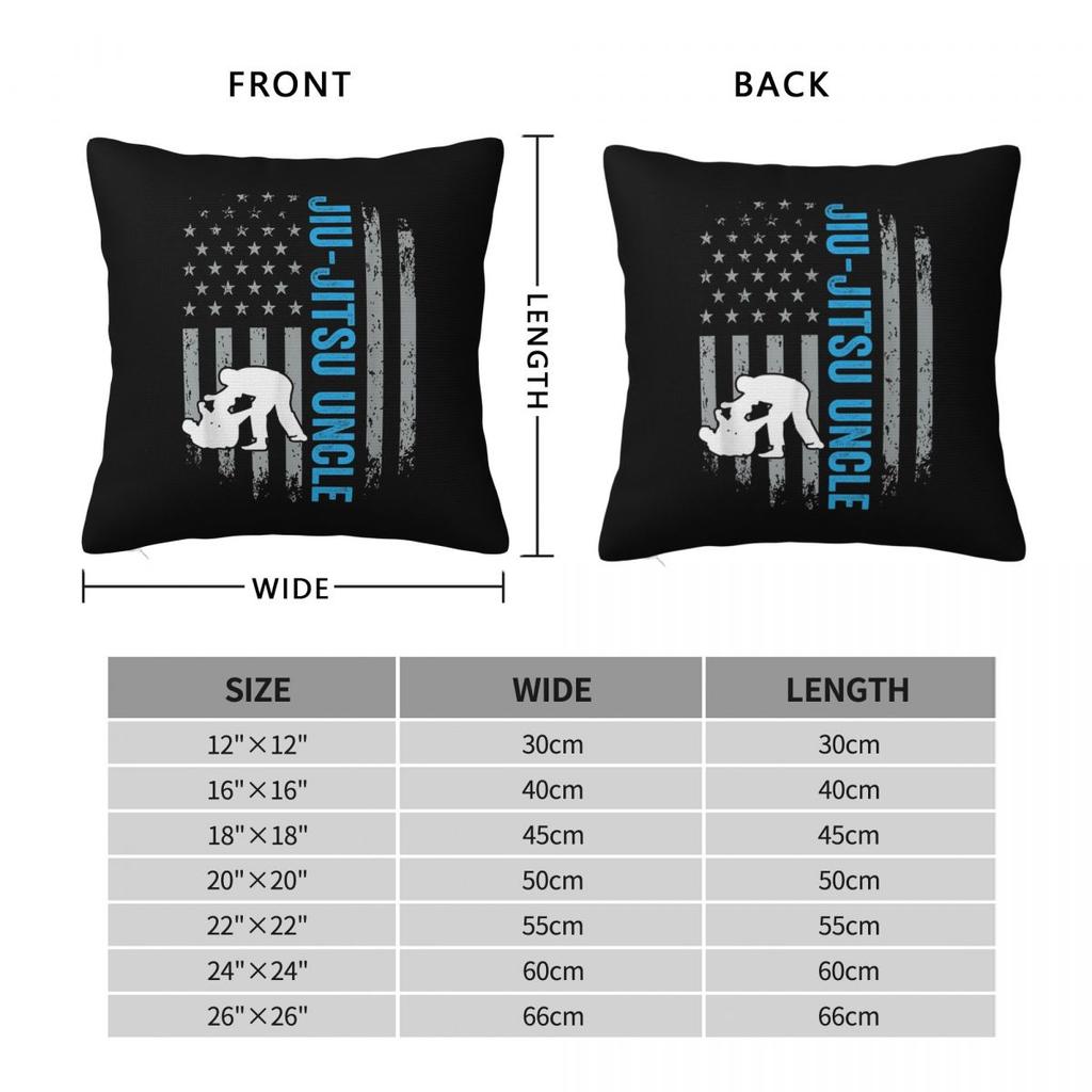 Jiu Jitsu Uncle American Flag Brazilian Square Pillowcase Cushion Cover Pillow Case Throw Pillow Cover for Home Sofa Living Room
