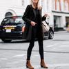 Women's Coat Winter Medium-length Row of Buttons Solid Color Tweed Long Sleeve Turn-down Colla Coats