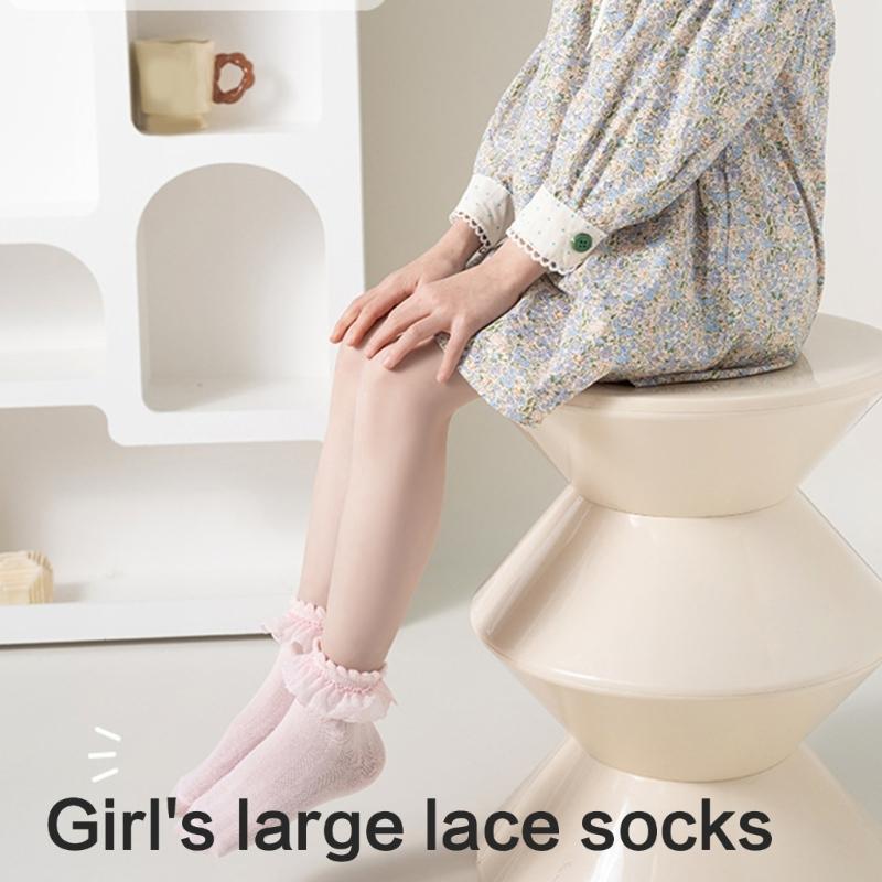 5 Paar weiche & atmungsaktive Baumwoll-Knöchelsocken für Kleinkinder, Wadenlange Socken-Set für Mädchen, mit stilvollem Rüschen-Design